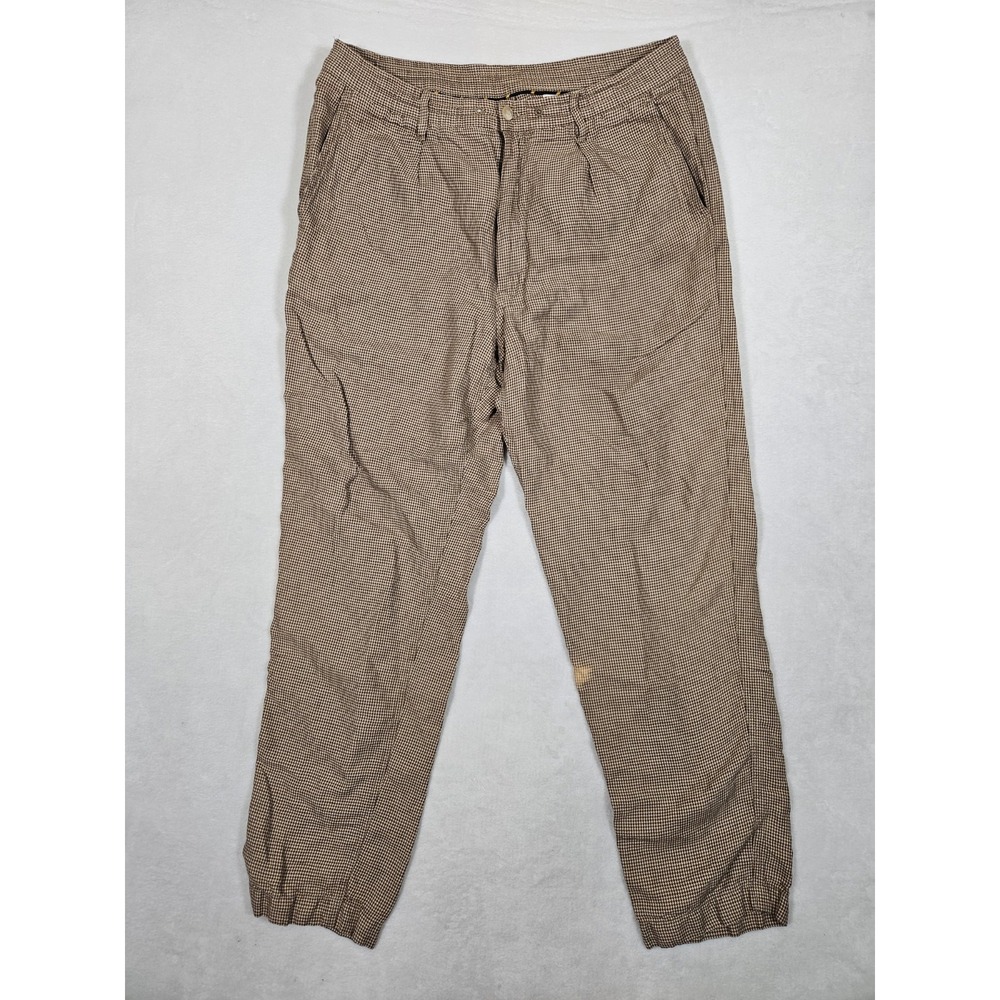Polo Ralph Lauren Tailored Slim Fit Prepster V2 Linen Dogstooth Pants Brown L